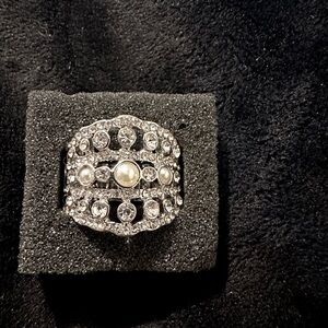 Paparazzi Ring Faux Pearl w/Clear Rhinestones